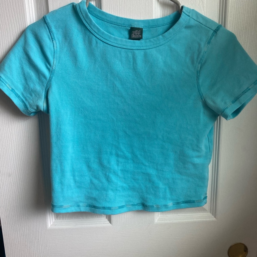 Wild Fable Blue Short Sleeve Cropped Tee